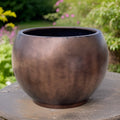 XL Vintage Copper Fiberglass Planter - Garden & Home Decor (25-31 Inches)