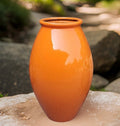 Handmade Glossy Orange Fiberglass Planter: Large Round Jar (35-41 Inches)
