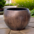 XL Vintage Copper Fiberglass Planter - Garden & Home Decor (25-31 Inches)