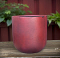 Vintage Red Fiberglass Planter: Round U Pot, Contemporary Garden Decor