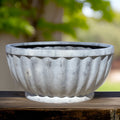 Antique White Fiberglass Garden Planter: Vintage Farm Style Pond (22-28 Inches)