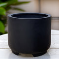 XXL Matte Black Fiberglass Planter - 39 Inch Round Garden Pot