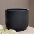 XXL Matte Black Fiberglass Planter - 39 Inch Round Garden Pot