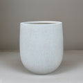 White Stone Terrazzo Fiberglass Planter: Round Egg Shape, 12-21 Inches
