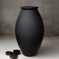 Handmade Matte Black Fiberglass Planter: Large Round Jar, 35-41 Inches