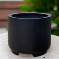 XXL Matte Black Fiberglass Planter - 39 Inch Round Garden Pot