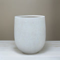 White Stone Terrazzo Fiberglass Planter: Round Egg Shape, 12-21 Inches