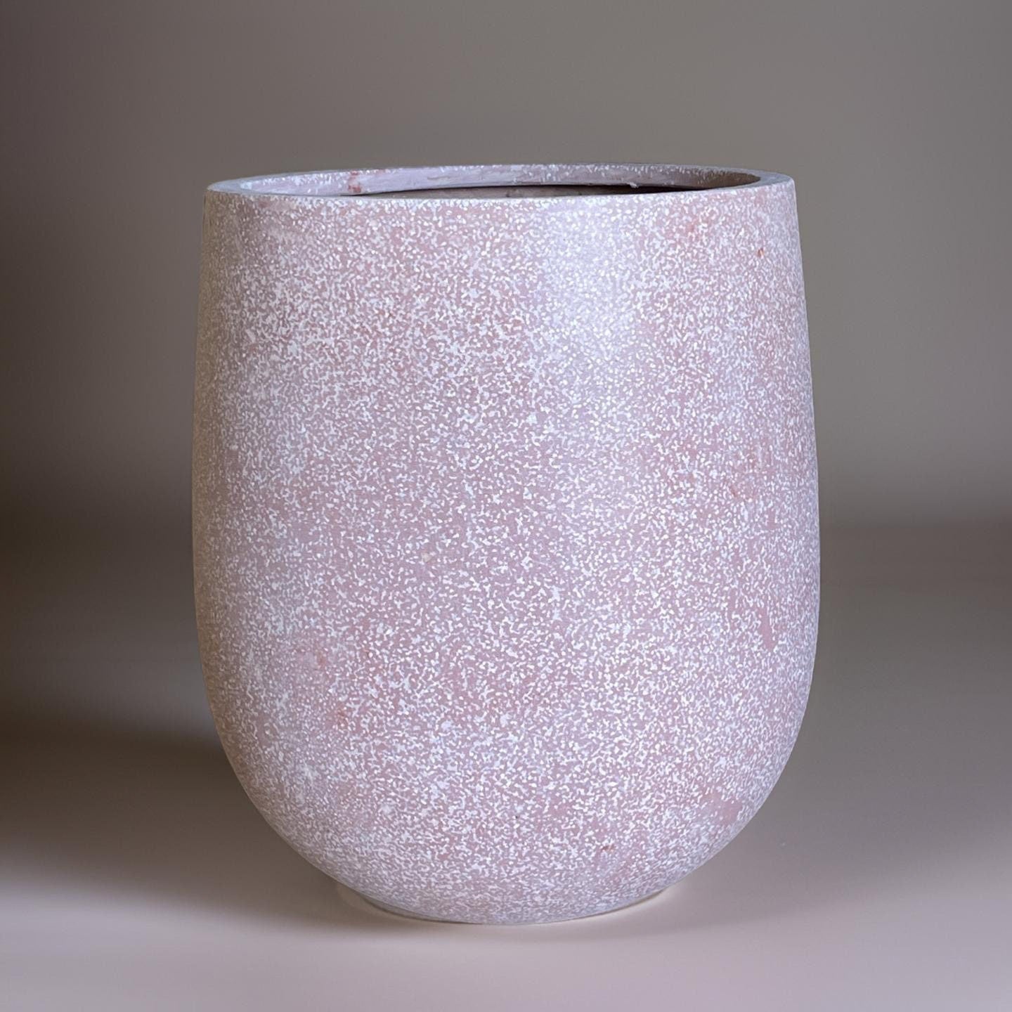 Fiberglass Planter: Round Stone Terrazzo Plant Pot (12-21 inches)
