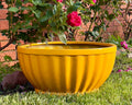 Glossy Yellow Fiberglass Planter: Modern Round Bowl, 22-28 Inches