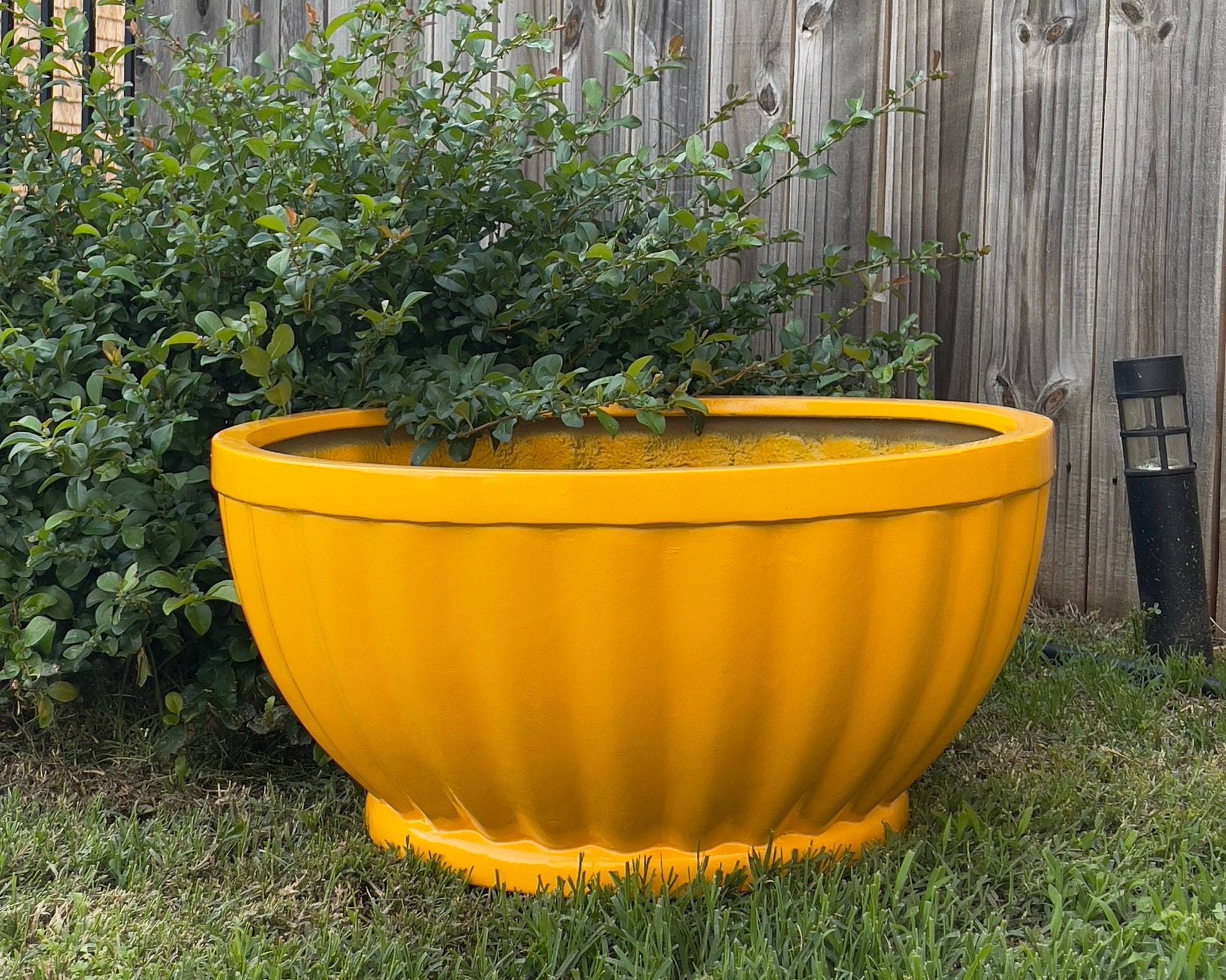 Glossy Yellow Fiberglass Planter: Modern Round Bowl, 22-28 Inches