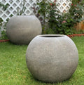 Fiberglass Ball Planter - Stone Gray, Modern Round Garden Pot
