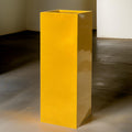 Shiny Yellow Fiberglass Garden Planter: Contemporary Square Plant Pot