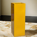 Shiny Yellow Fiberglass Garden Planter: Contemporary Square Plant Pot