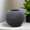 Fiberglass Ball Planter: Dark Stone Finish, Modern Round Plant Pot