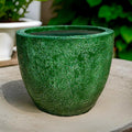 Handmade Green Fiberglass Planter: Moon Surface Round Egg Pot