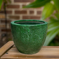 Handmade Green Fiberglass Planter: Moon Surface Round Egg Pot