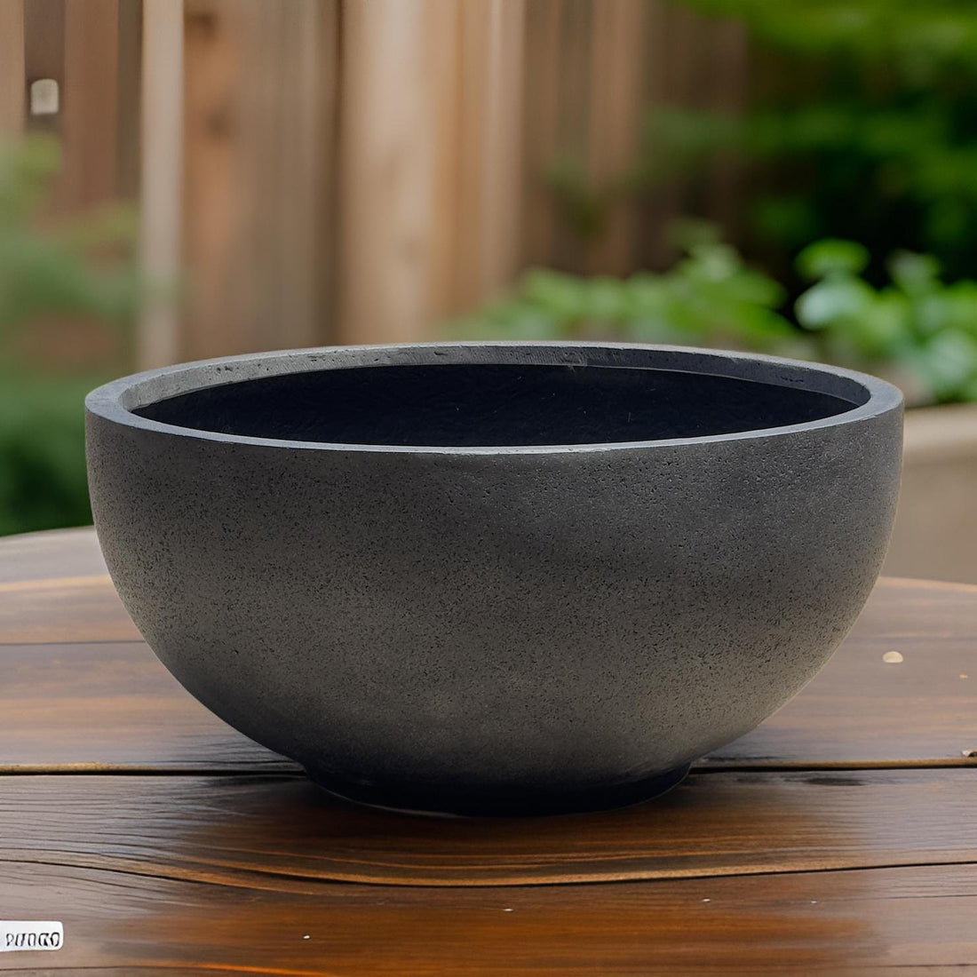 Dark Stone Fiberglass Pond Planter, Contemporary Bowl (25-28 Inches)