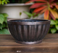 Copper Rust Fiberglass Garden Planter: Contemporary Bowl, 22-28 Inches