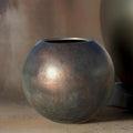 Rusty Copper Fiberglass Planter: Round Ball Shaped Garden Pot (20-25 Inches)