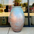 Large Patina Copper Fiberglass Planter: 35-45 Inch Round Jar