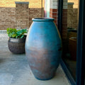 Large Patina Copper Fiberglass Planter: 35-45 Inch Round Jar