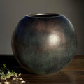 Rusty Copper Fiberglass Planter: Round Ball Shaped Garden Pot (20-25 Inches)