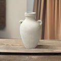 Handmade Concrete Vase: Rustic White & Gray Finish, 13-Inch