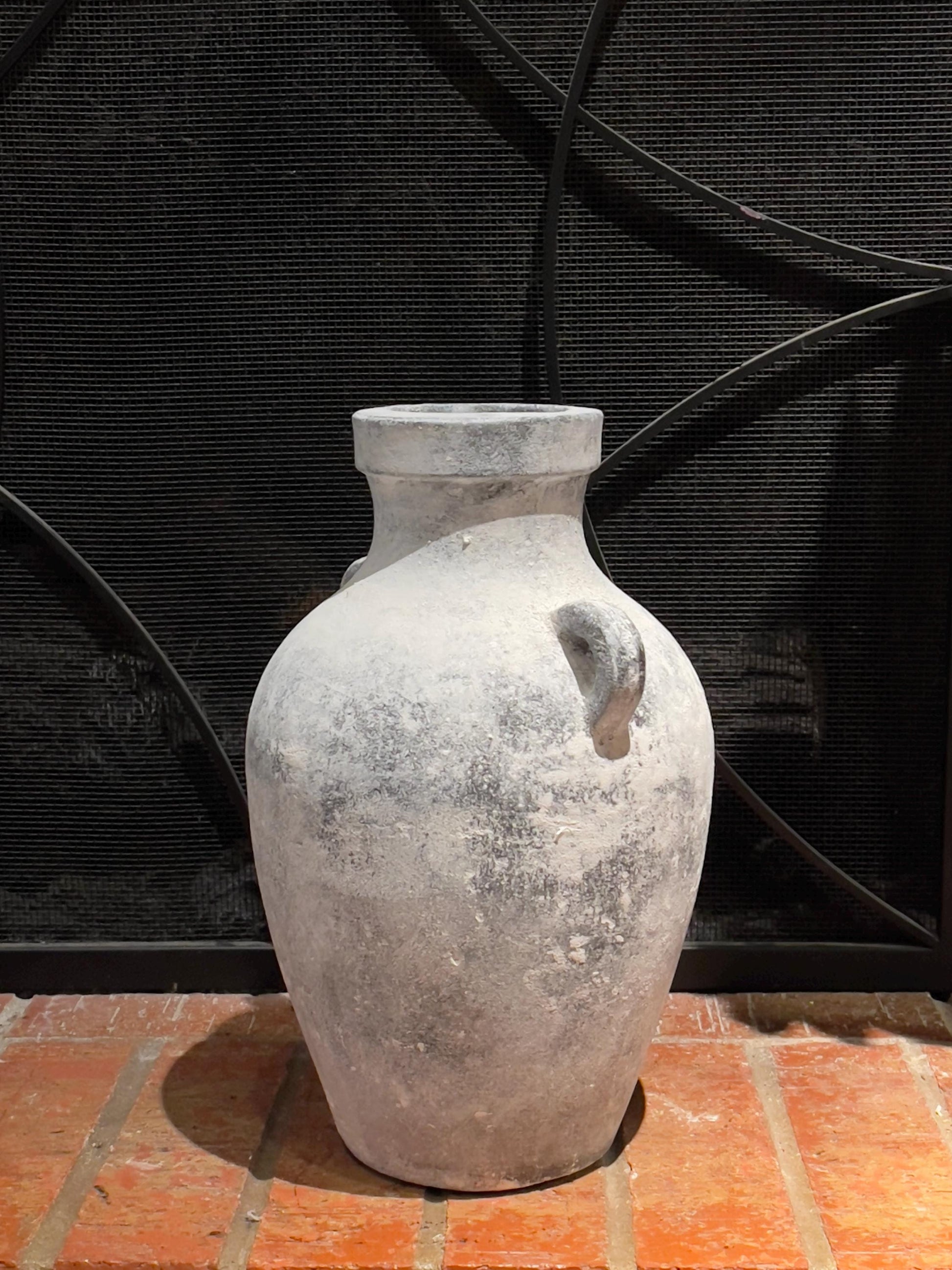 Handmade Concrete Vase: Rustic White & Gray Finish, 13-Inch