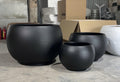 XXL Matte Black Fiberglass Planter: 25-43 Inch Round Garden Pot