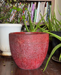 Handmade Red Fiberglass Planter: Moon Surface Style (14-18 Inches)