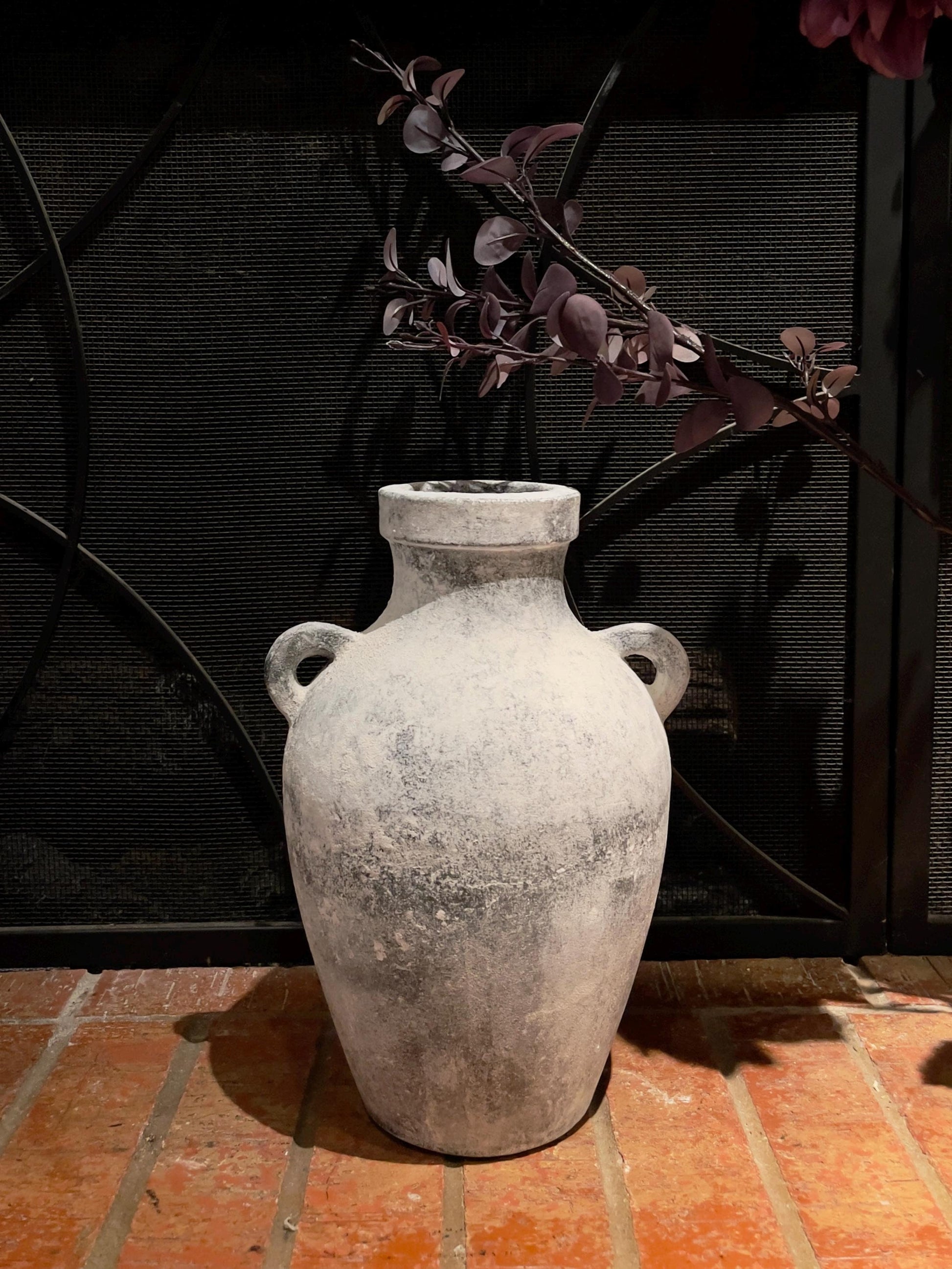 Handmade Concrete Vase: Rustic White & Gray Finish, 13-Inch