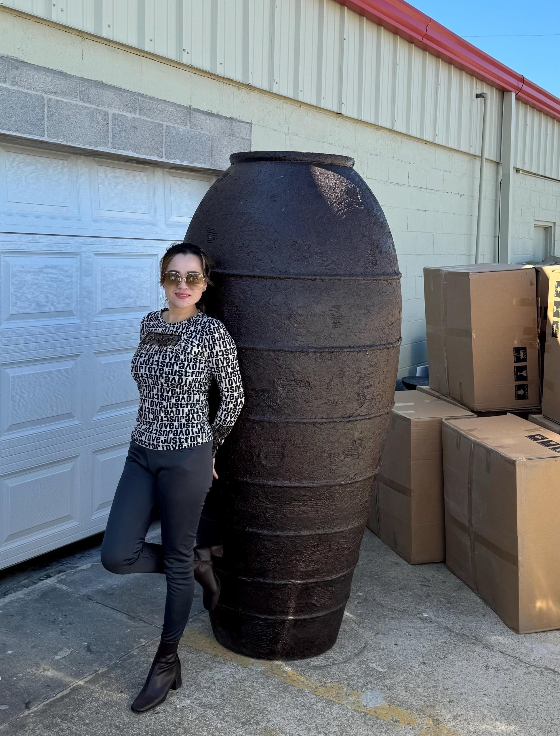 78" Super Tall Fiberglass Planter Pot: Textured Home & Garden Decor