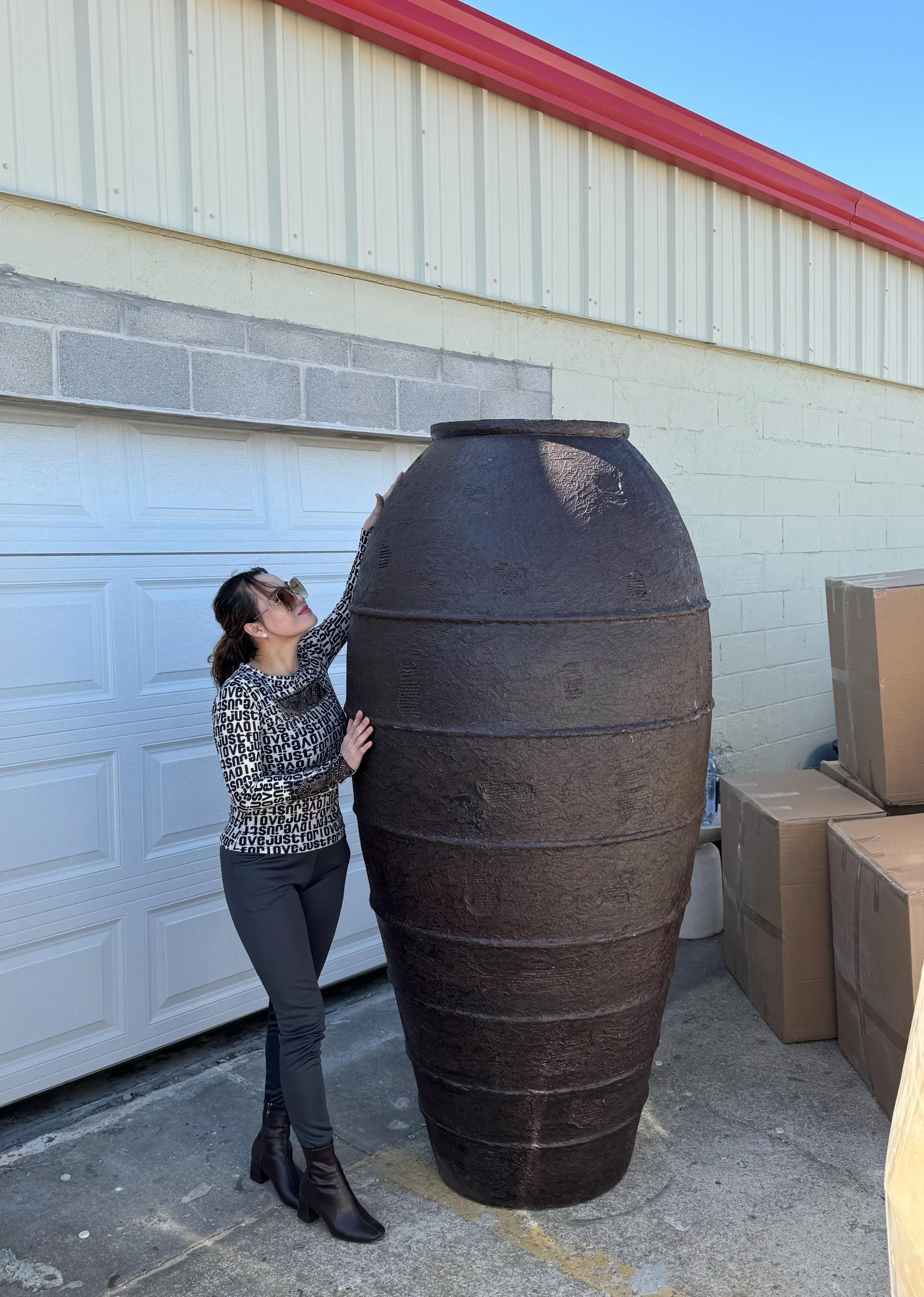 78" Super Tall Fiberglass Planter Pot: Textured Home & Garden Decor