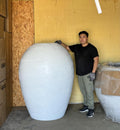 XXXL White Fiberglass Planter: 60-inch Irregular Texture Garden Pot