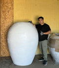 XXXL White Fiberglass Planter: 60-inch Irregular Texture Garden Pot