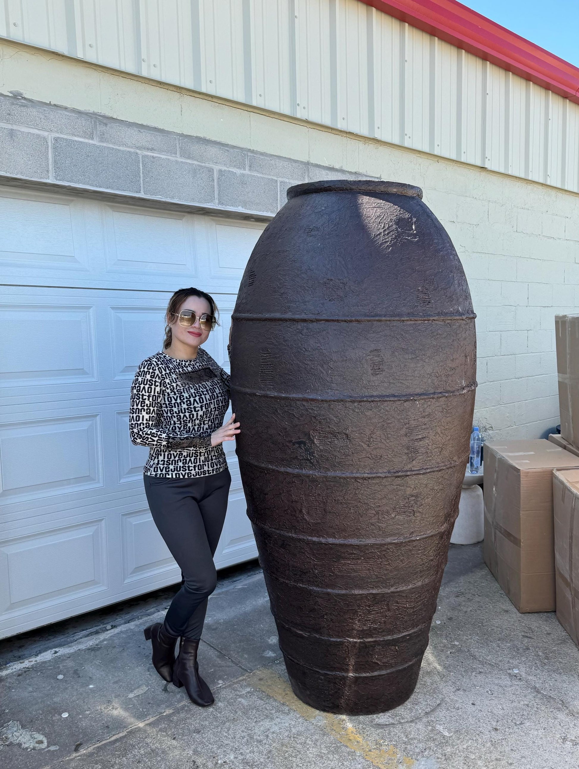 78" Super Tall Fiberglass Planter Pot: Textured Home & Garden Decor