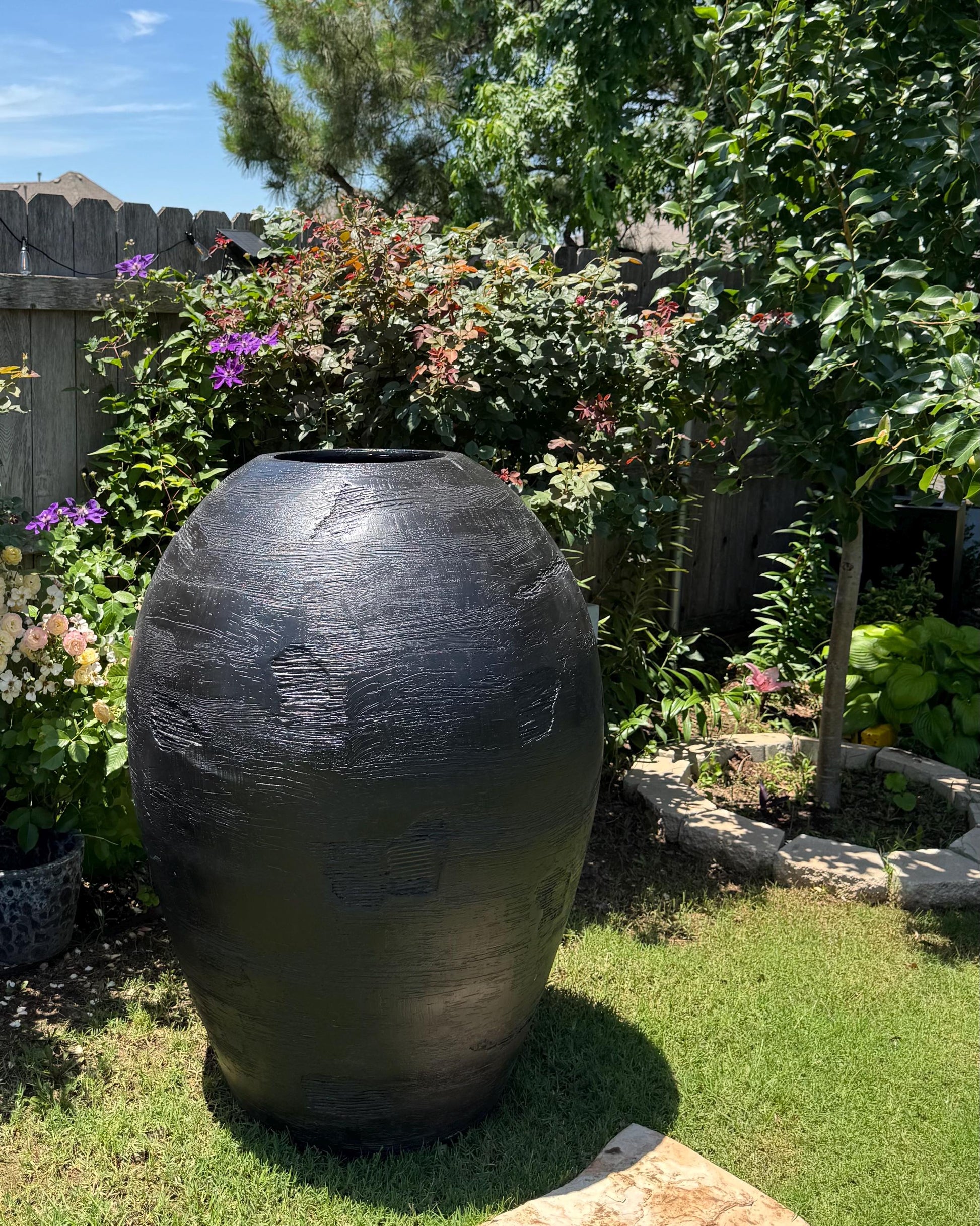 XXXL Fiberglass Planter: 60-inch Handcrafted Textured Pot
