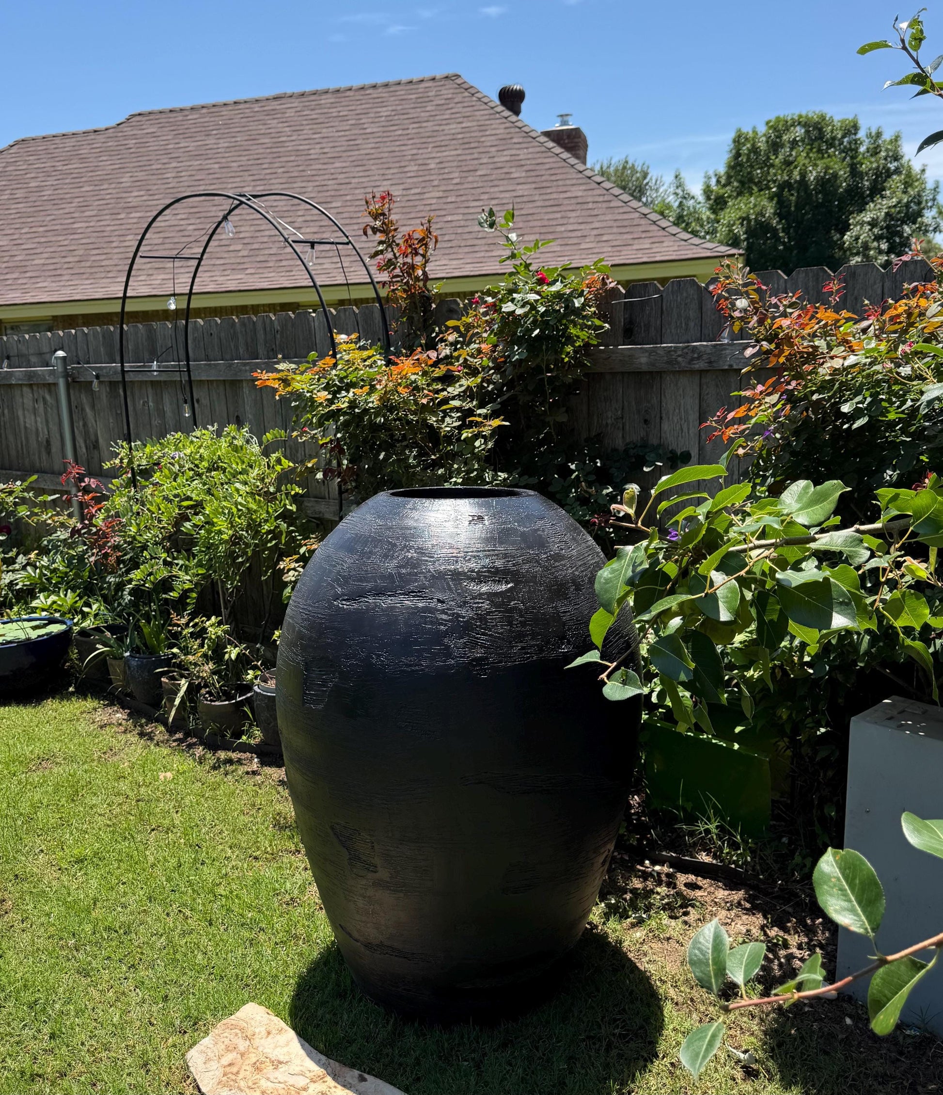 XXXL Fiberglass Planter: 60-inch Handcrafted Textured Pot