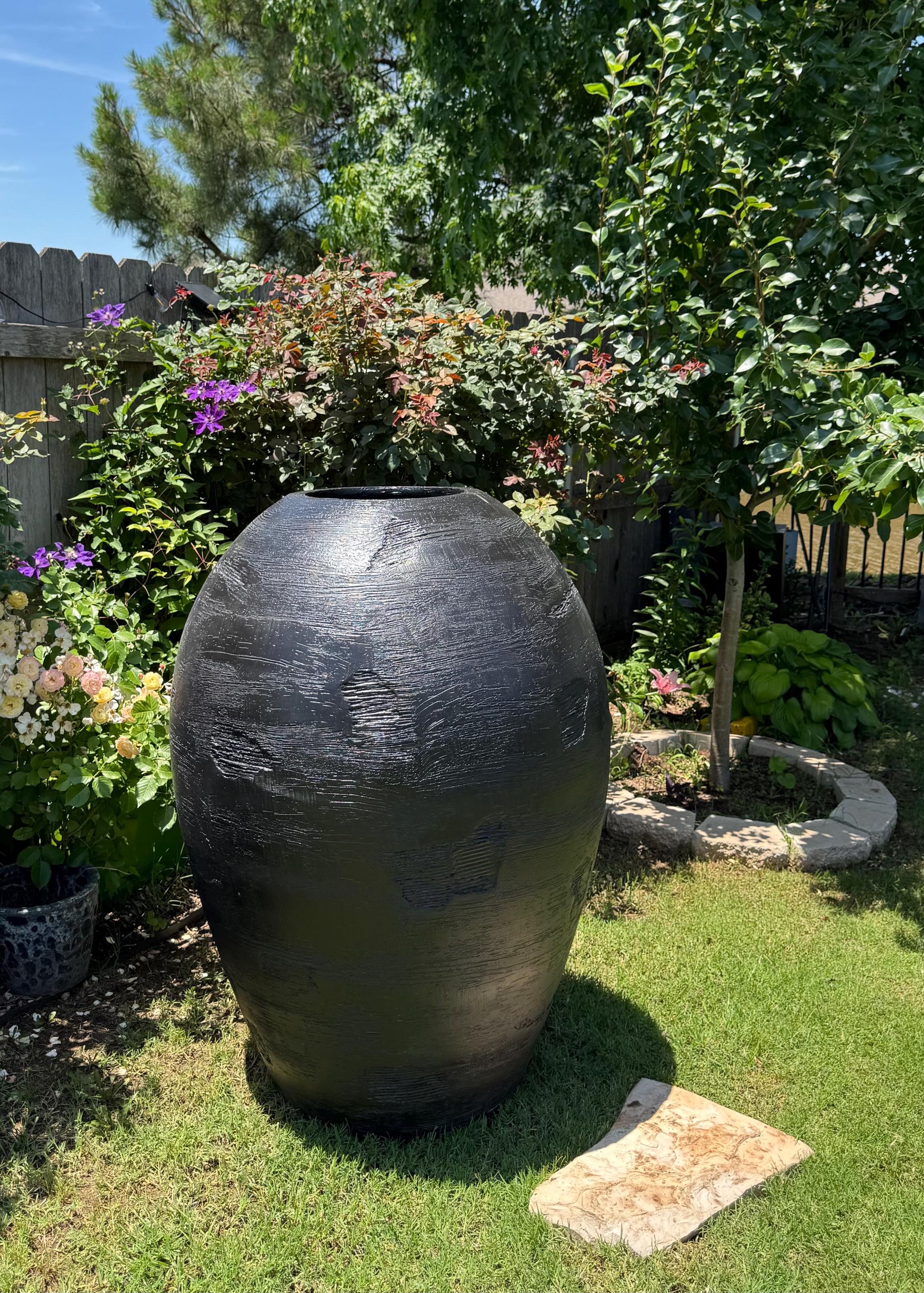 XXXL Fiberglass Planter: 60-inch Handcrafted Textured Pot
