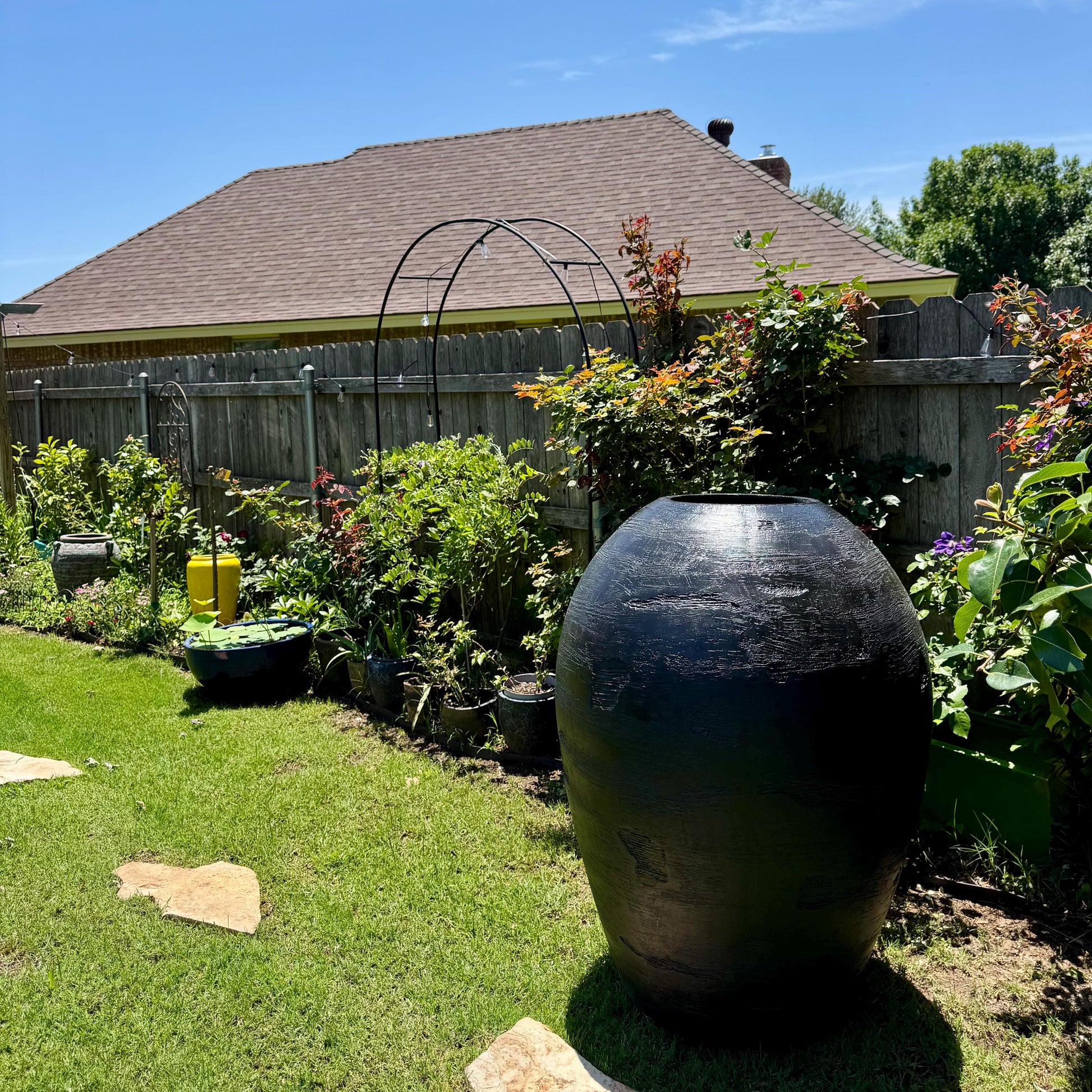 XXXL Fiberglass Planter: 60-inch Handcrafted Textured Pot