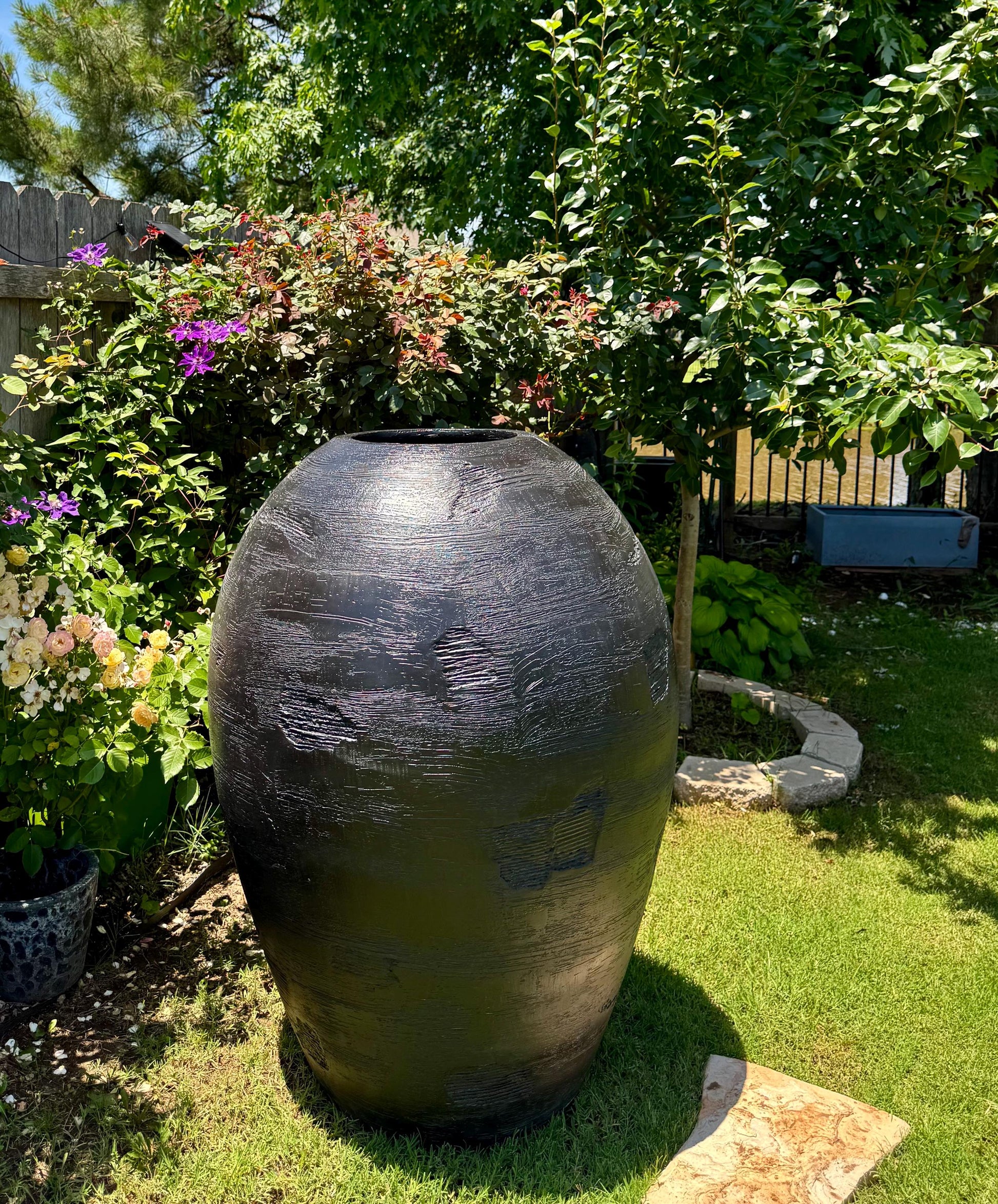 XXXL Fiberglass Planter: 60-inch Handcrafted Textured Pot