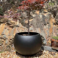 XXL Matte Black Fiberglass Planter: 25-43 Inch Round Garden Pot