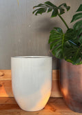 Glossy White Fiberglass Planter: Modern Round Garden Pot (18-27 Inches Tall)