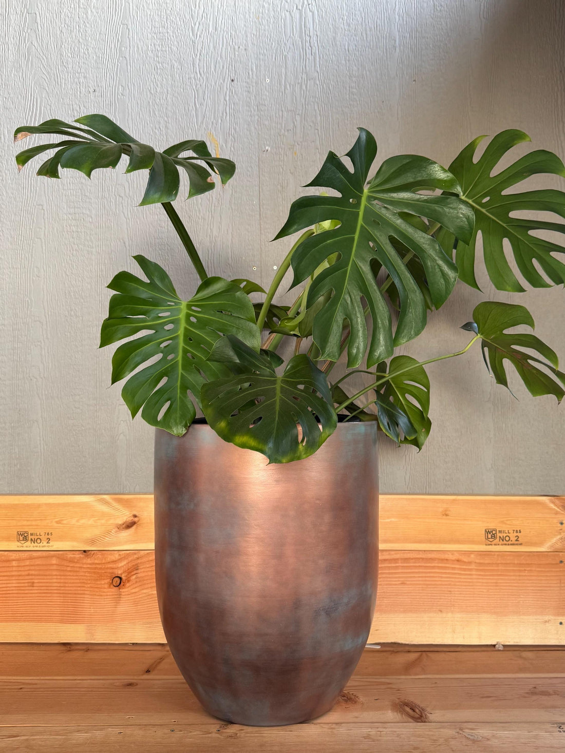 Patina Copper Fiberglass Planter: Modern Round Garden Pot, 18-27 Inch