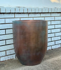 Patina Copper Fiberglass Planter: Modern Round Garden Pot, 18-27 Inch