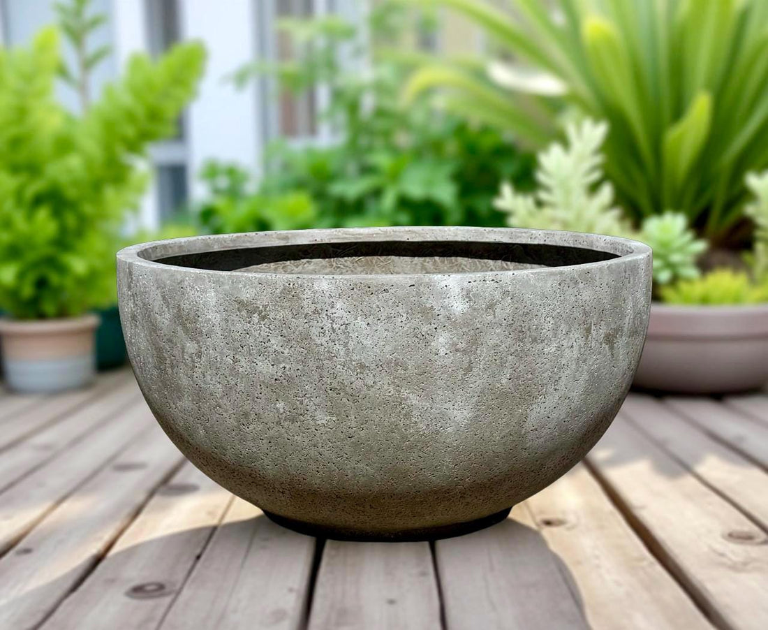 Old Stone Fiberglass Garden Planter: 25-28 Inch Farm Pond Bowl