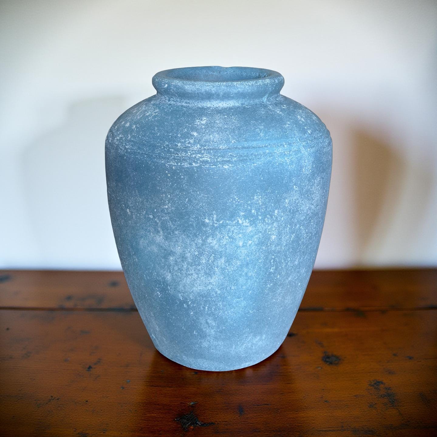Handmade Concrete Vase: Rustic Antique Finish (9x11 Inches)