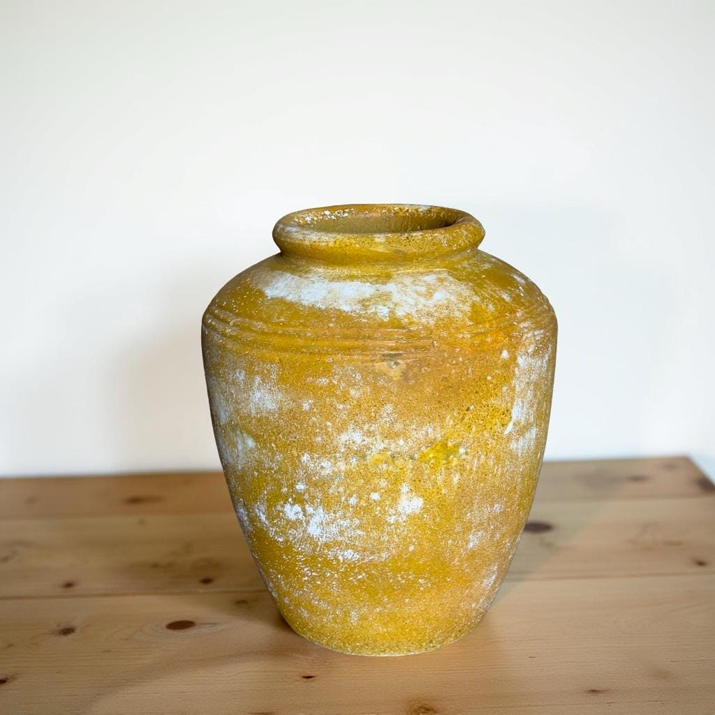 Handmade Concrete Vase: Rustic Antique Finish (9x11 Inches)