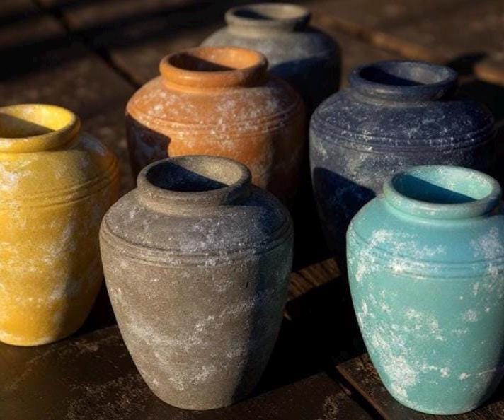 Handmade Concrete Vase: Rustic Antique Finish (9x11 Inches)