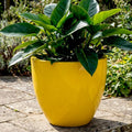 Glossy Yellow Fiberglass Planter: Modern Round Home Garden Pot, 14-27 Inch